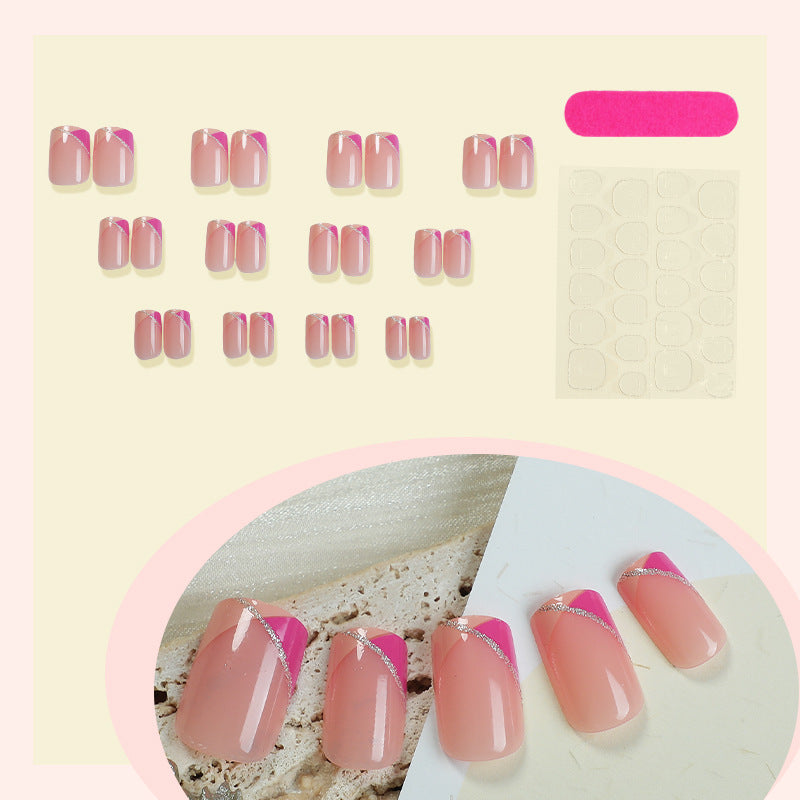 Decorative Press-On Nail Set with Stylish Geometric Design Bowlift