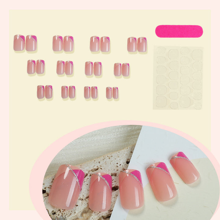 Decorative Press-On Nail Set with Stylish Geometric Design Bowlift