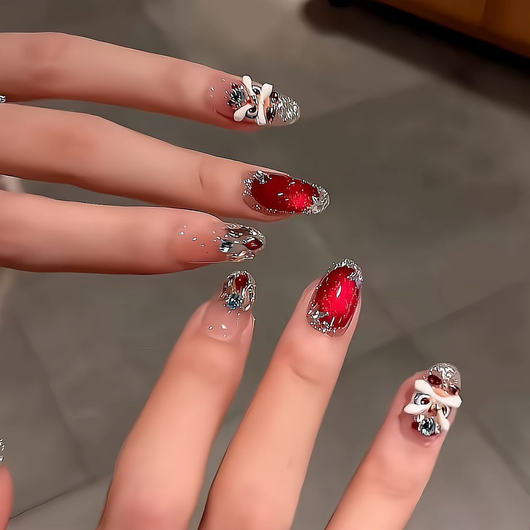 Artistic Rhinestone-Embellished Nail Extensions Bowlift
