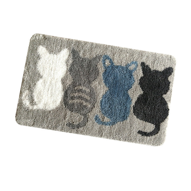 Plush Cat-Themed Bathroom Mat
