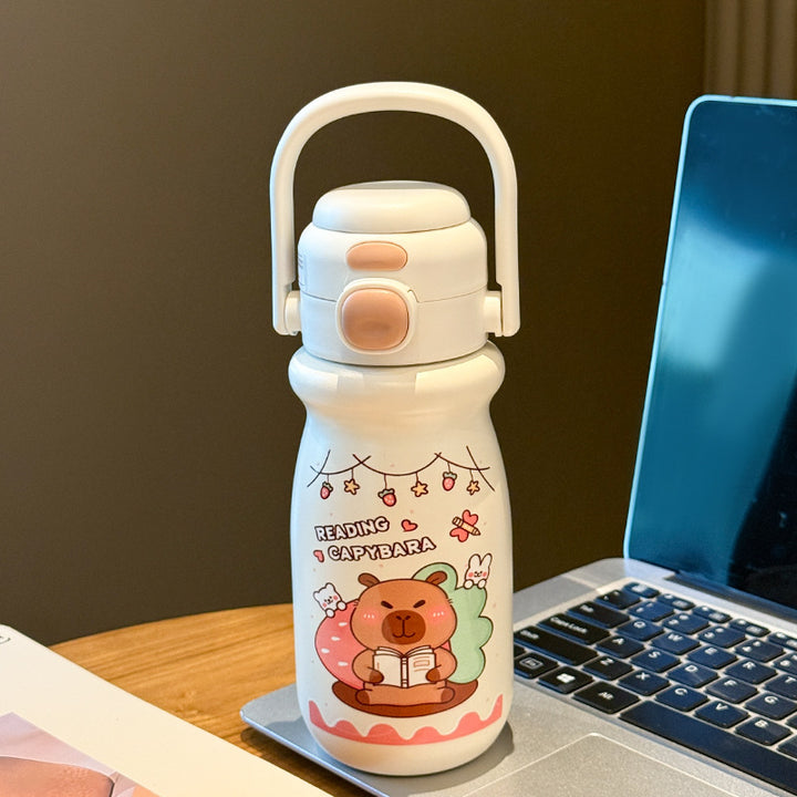 Insulated stainless steel drinking bottle with cute capybara design Bowlift