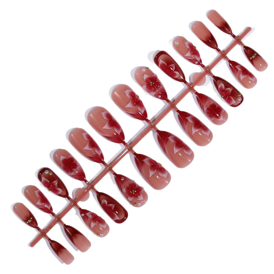 Floral Accent Stiletto Nail Art Extensions Bowlift