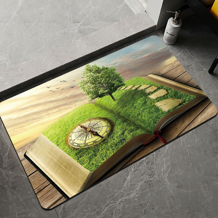 Elegant Floral Design Bath Mat Bowlift