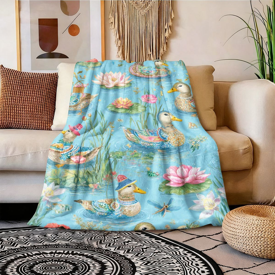Artistic Duck Print Fleece Throw Blanket