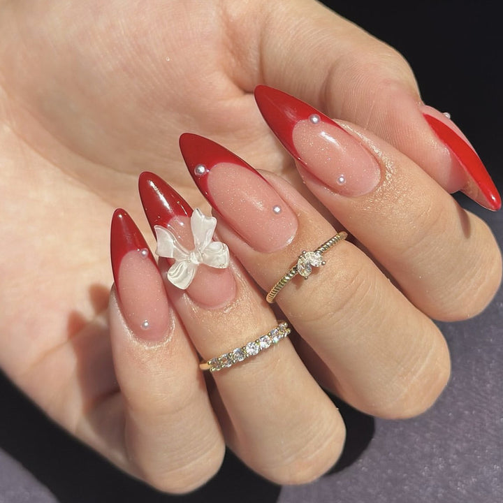 Elegant Stiletto Nail Art Extensions with 3D Butterfly Accents Bowlift