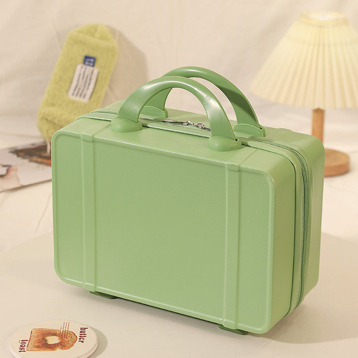 structured hard-shell vanity travel case with dual top handles and lockable zipper Bowlift