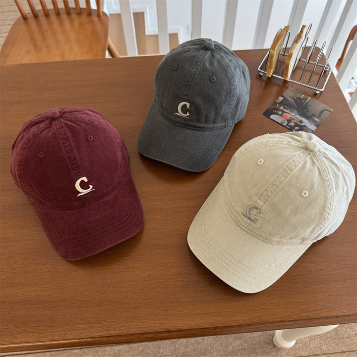 Men's Vintage-Inspired Washed Denim Cap Bowlift