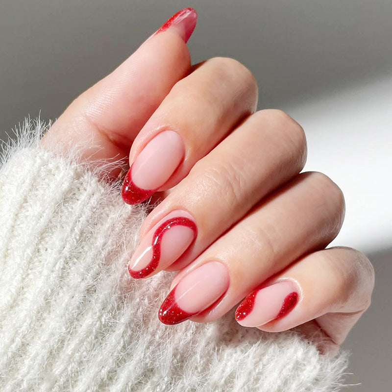 Stylish French Tip Press-On Nails Set Bowlift