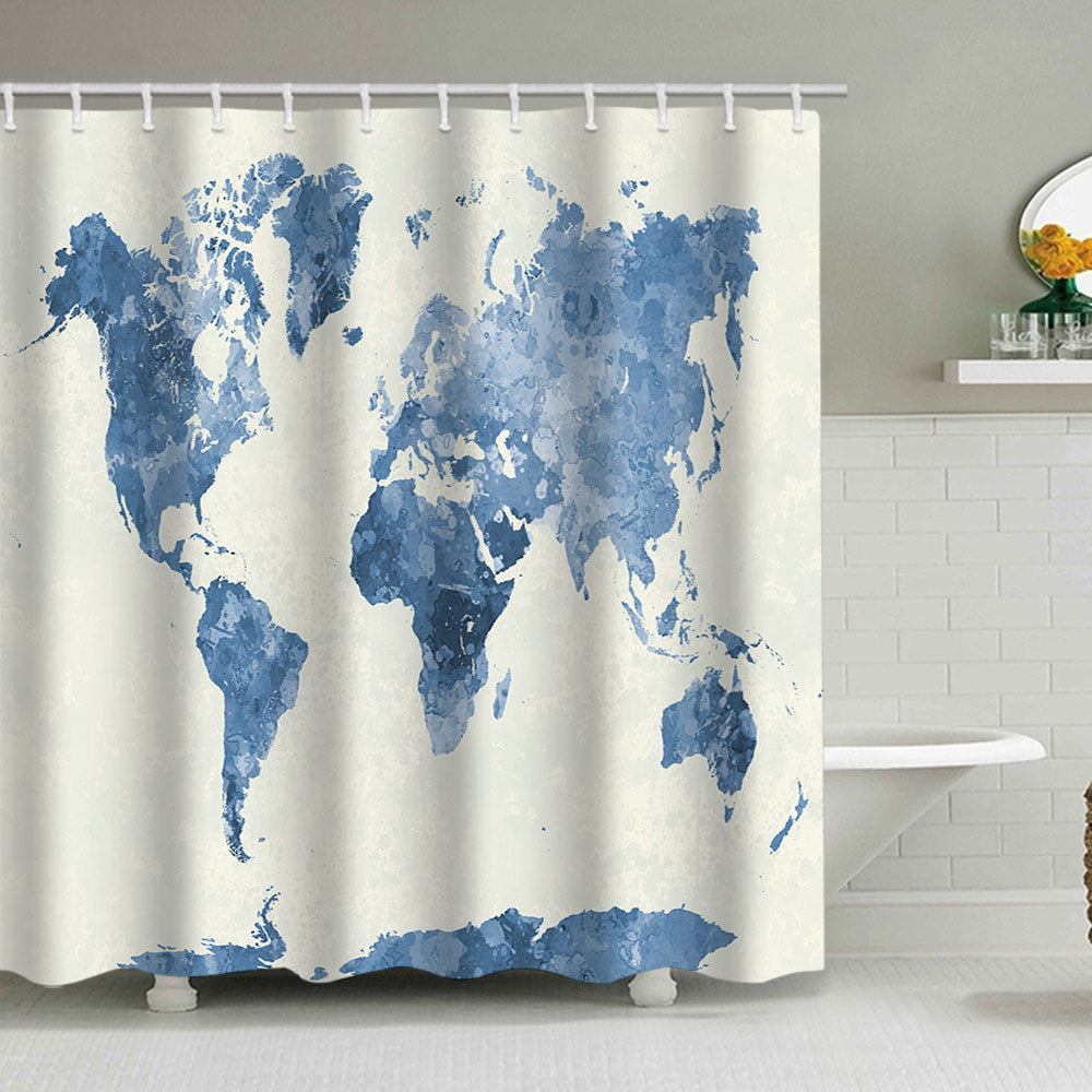 Vintage World Map Shower Curtain Bowlift