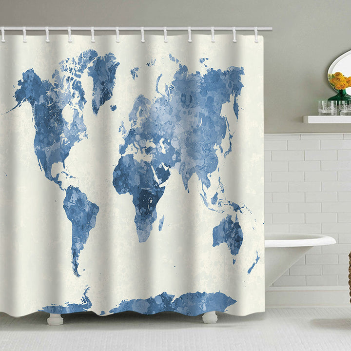 Vintage World Map Shower Curtain Bowlift