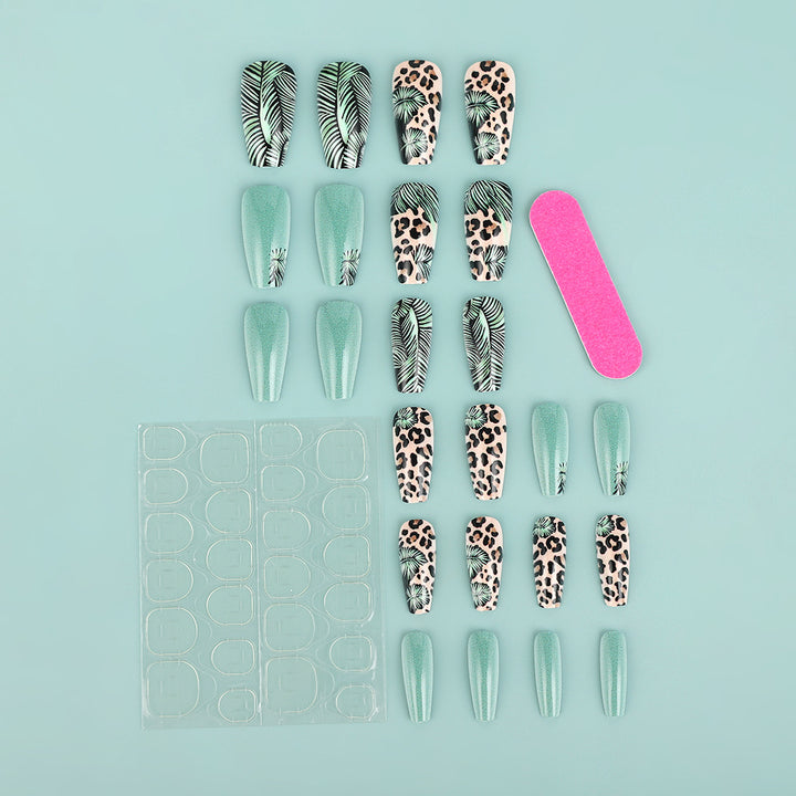 Creative artificial nails with tropical and animal design Bowlift