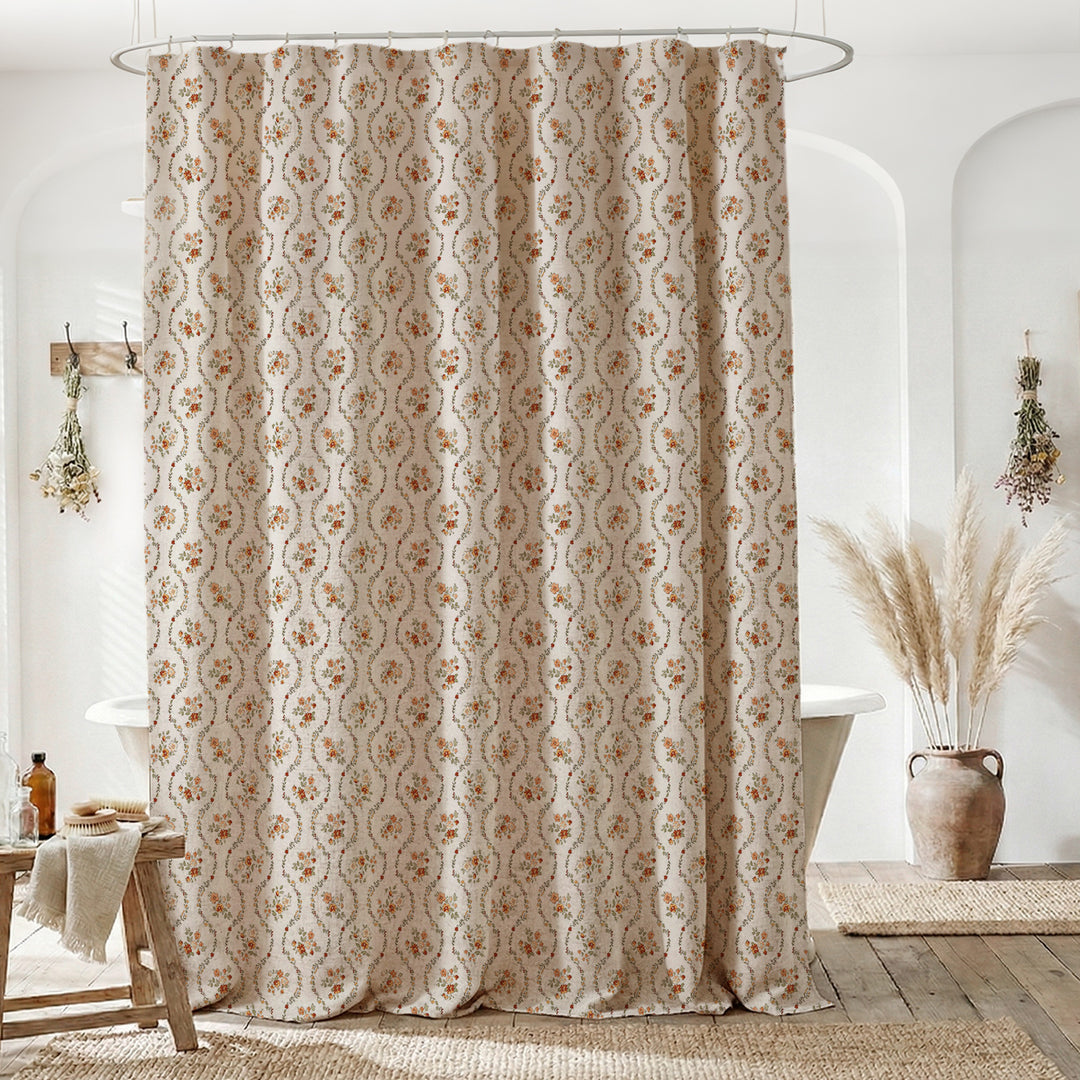 Floral Embroidered Shower Curtain Bowlift