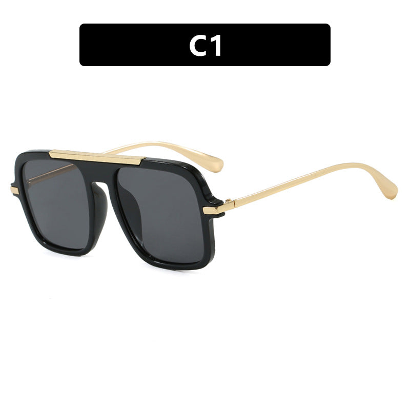 Women's square designer sunglasses with gold accents and protective UV filter Bowlift