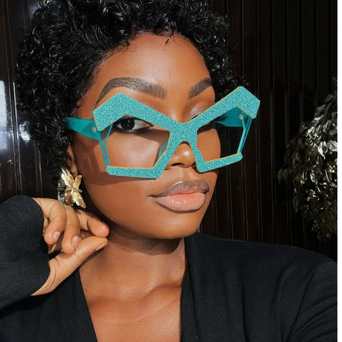 Women's Sparkling Cat-Eye Sunglasses with Extravagant Rhinestone Frame Bowlift
