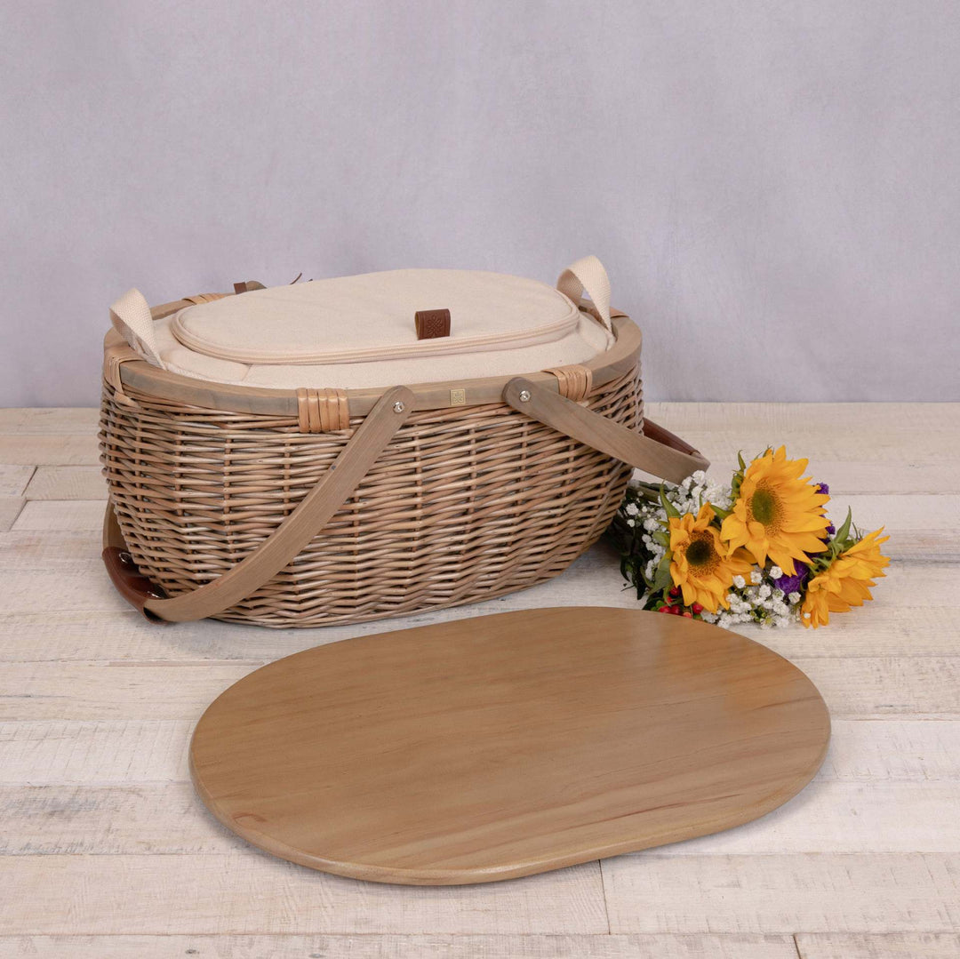 Women’s picnic basket with removable wooden lid and practical carrying handle Bowlift