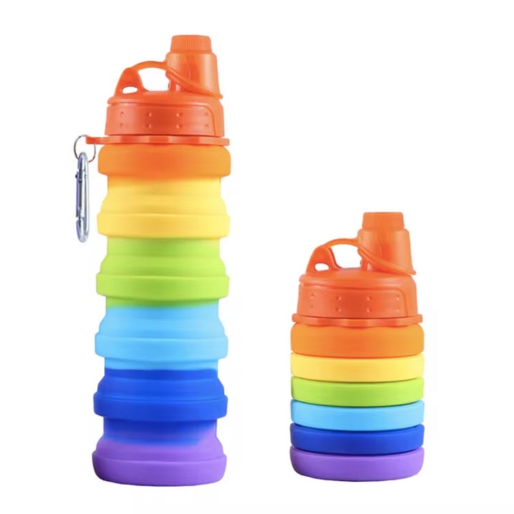 Unisex collapsible silicone drinking bottle with practical carabiner Bowlift