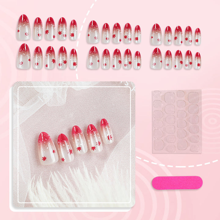 Artistic Ombre Leaf Press-On Nail Set Bowlift