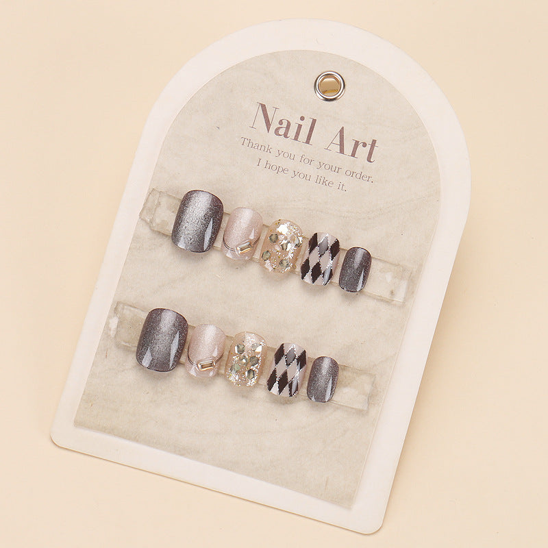 Luxury Press-On Nail Set with Glitter Accent Bowlift