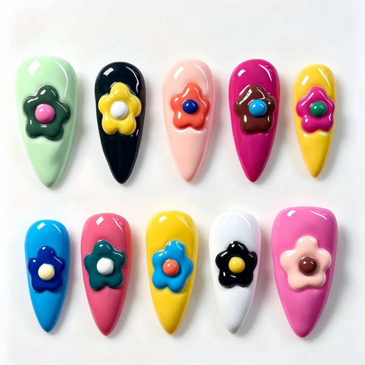 Creative Nail Art Set with Floral 3D Applications Bowlift