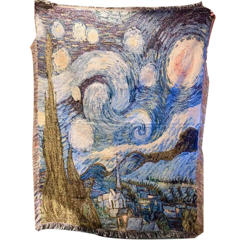 Starry Night Woven Tapestry Throw Blanket