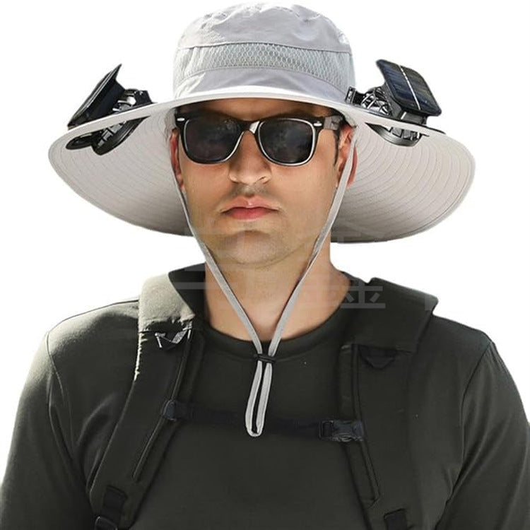 sun hat with solar-powered fan and wide brim Bowlift