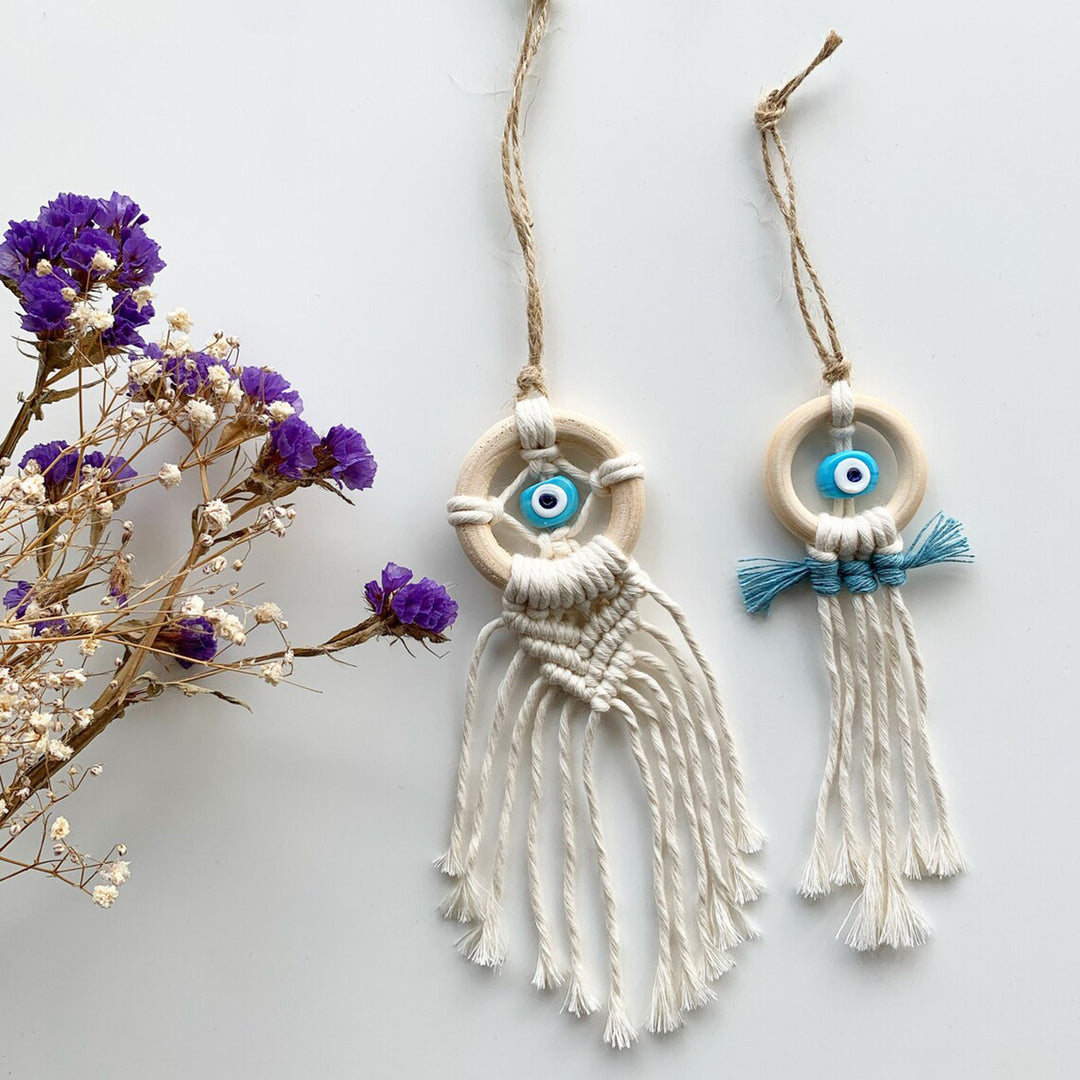 Decorative Macrame Wall Hanging with Evil Eye Design Bowlift