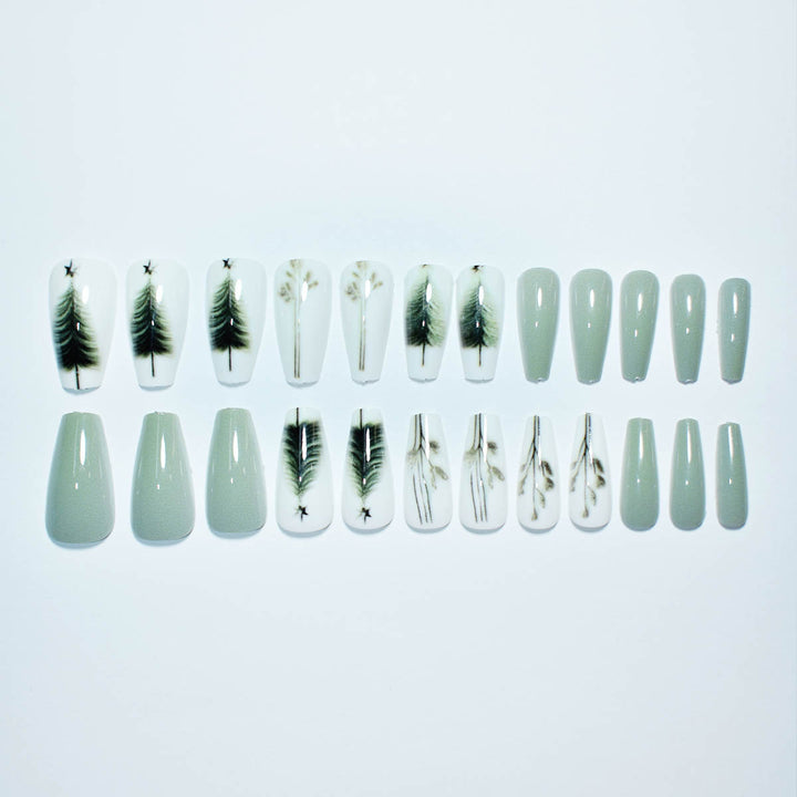 Artistic Botanical Press-On Nail Art Bowlift