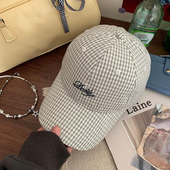 Women's Casual Checkered Baseball Cap Bowlift