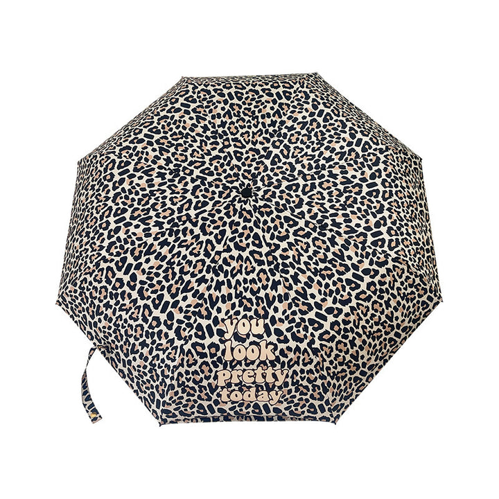Women's Foldable Umbrella with Dynamic Leopard Pattern Bowlift