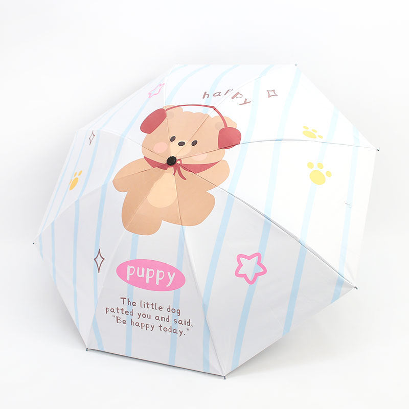 Ladies Folding Umbrella with Cute Animal Design Bowlift