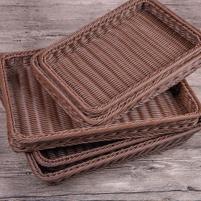 Unisex Rectangular Rattan Serving Basket Bowlift