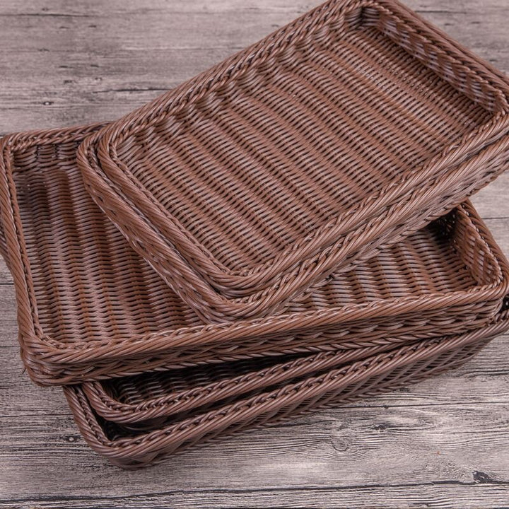 Unisex Rectangular Rattan Serving Basket Bowlift