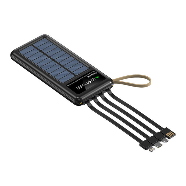 Solar power bank with integrated light and multifunctional USB charging cable Bowlift