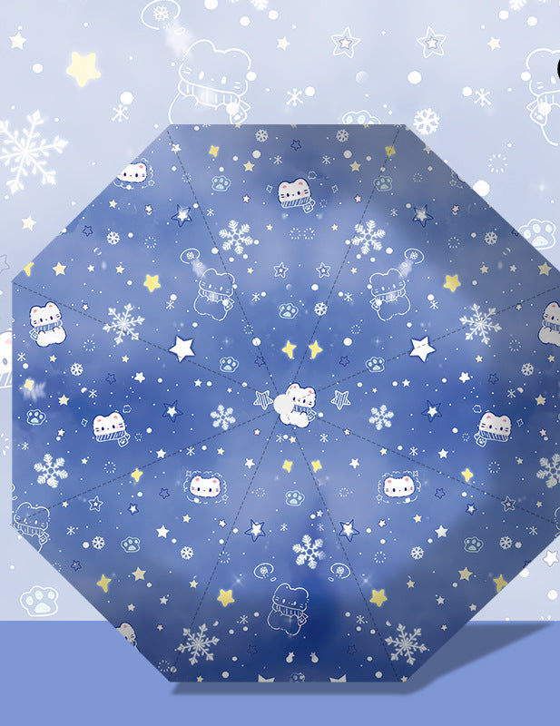 Ladies folding umbrella with playful animal motif and practical handle Bowlift