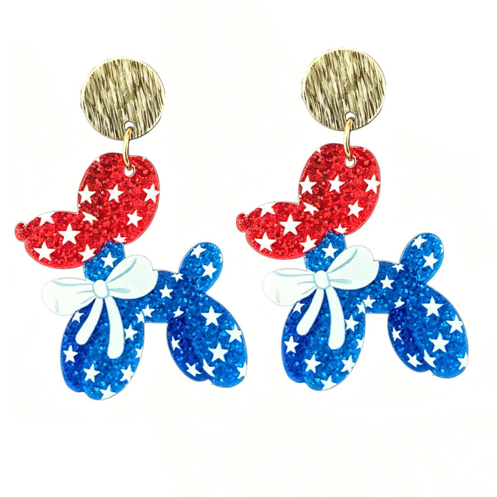 Ladies nan Statement bow earrings made of acrylic with glittering star stripe design and round studs Bowlift