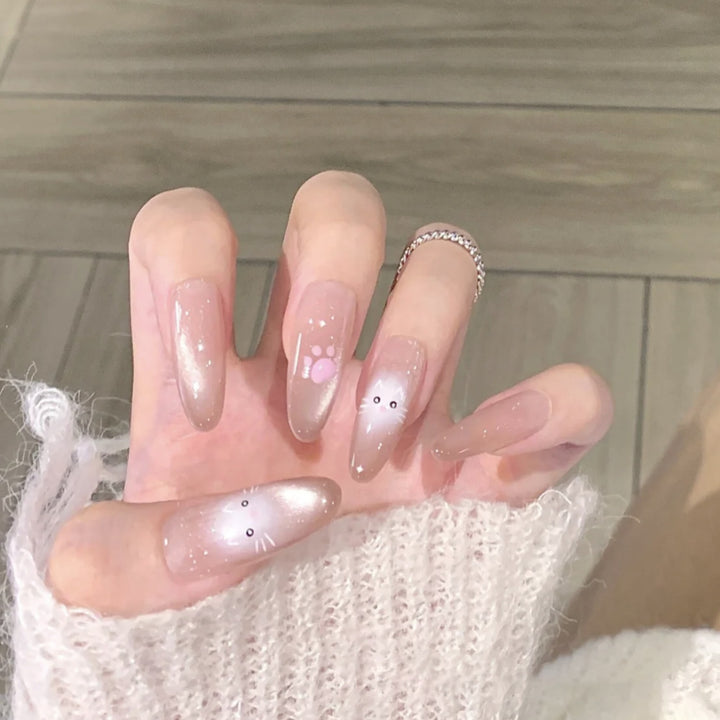 Artistic Press-On Nail Set with Playful Animal Designs Bowlift