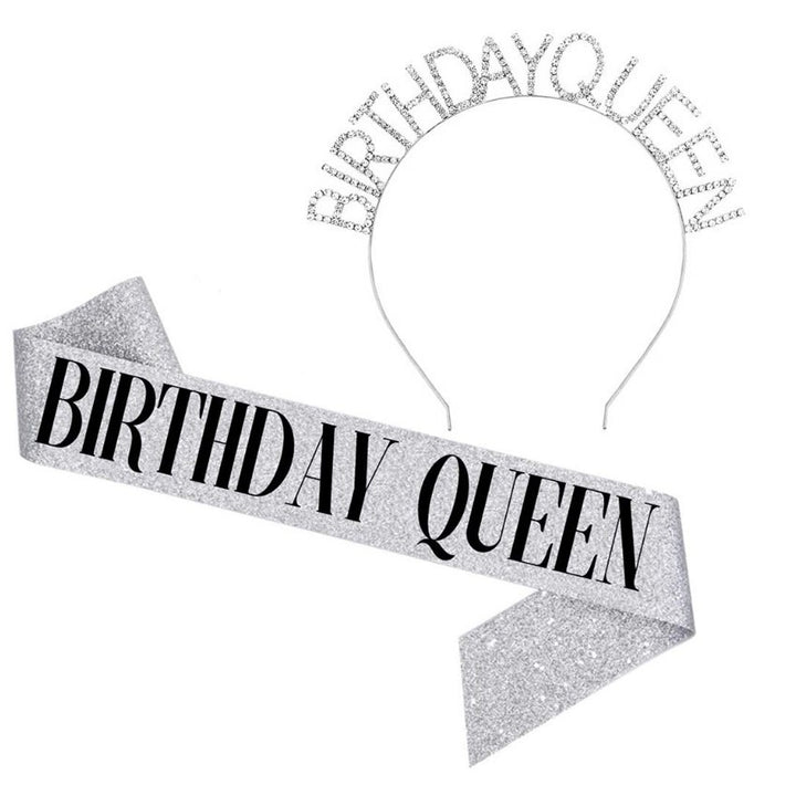 Ladies Glittering Birthday Crown with Festive Sash Bowlift