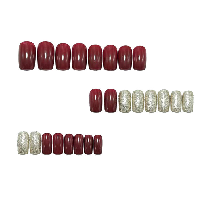 Artificial nails with high-gloss finish and glitter accents Bowlift
