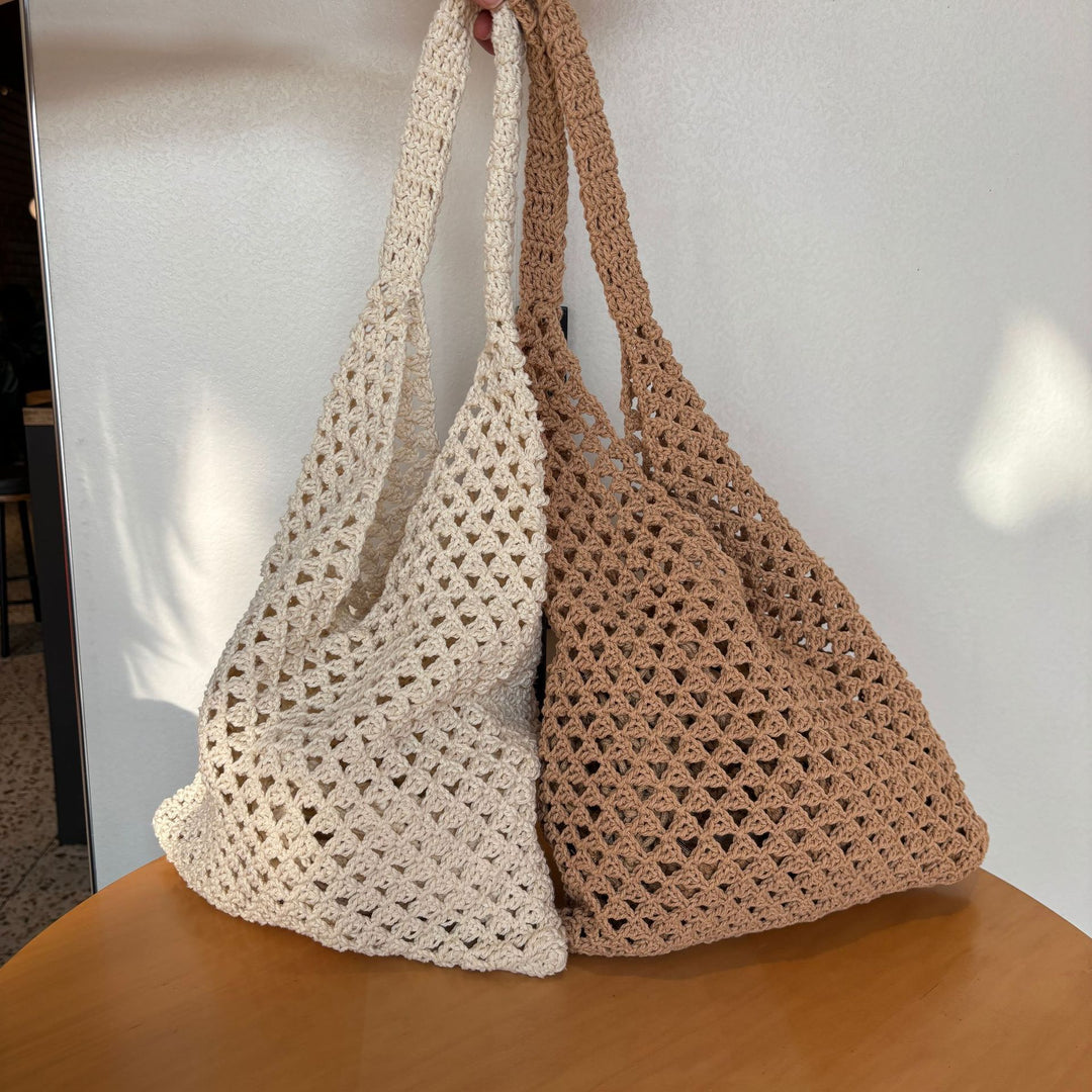 Hand-knotted net tote bag with comfortable double handles Bowlift