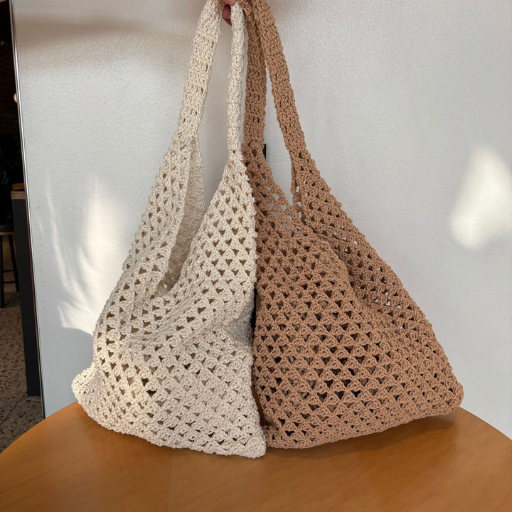 Hand-knotted net tote bag with comfortable double handles Bowlift