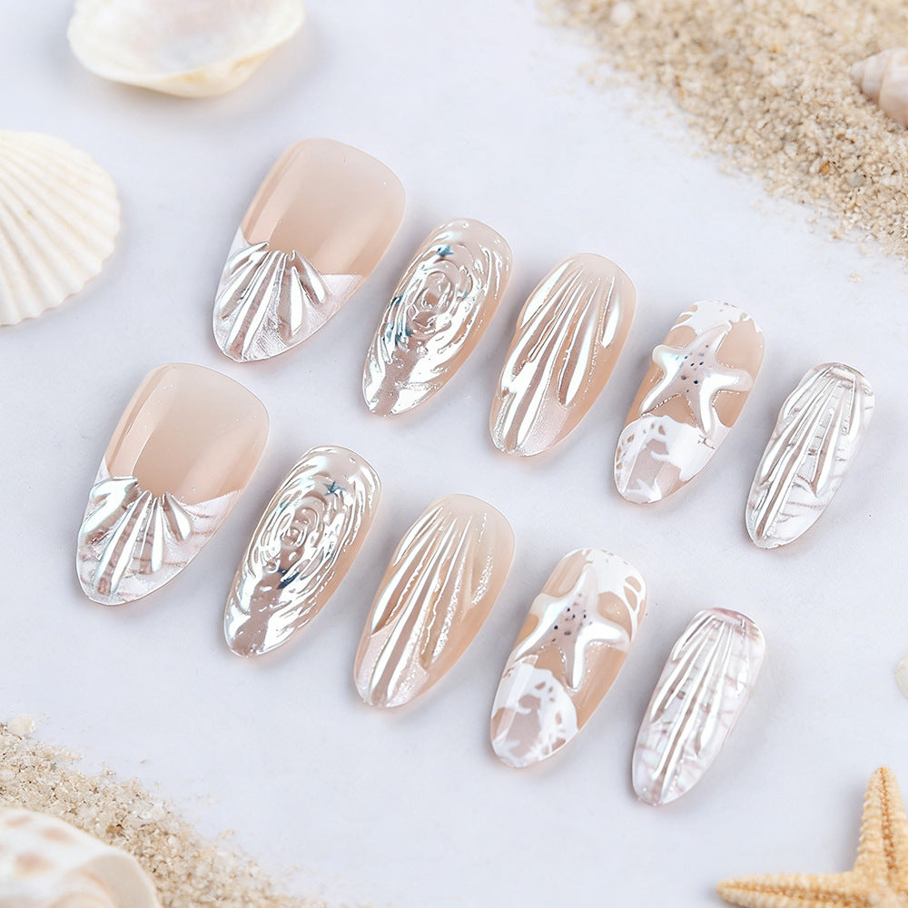 Artistic Ocean-Inspired Gel Nail Design Bowlift