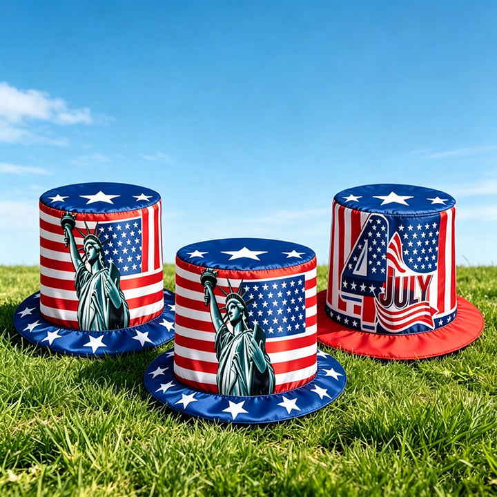 Unisex nan more patriotic party top hat with USA flag design and wide brim Bowlift