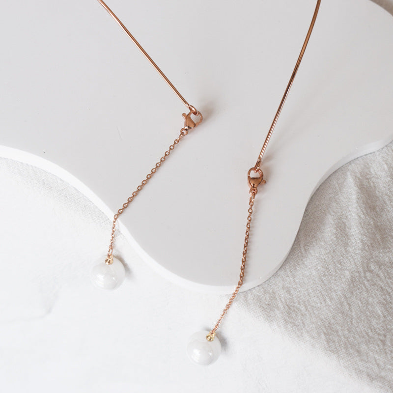 Elegant Long Pendant Pearl Earrings Bowlift