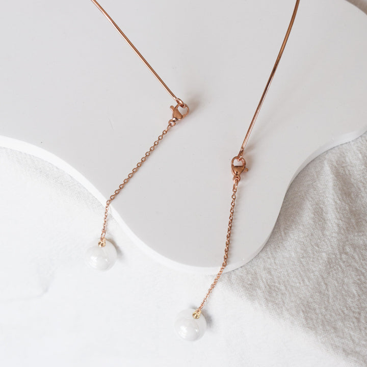 Elegant Long Pendant Pearl Earrings Bowlift