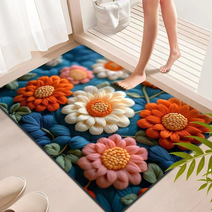 Floral Textured Indoor Mat Bowlift
