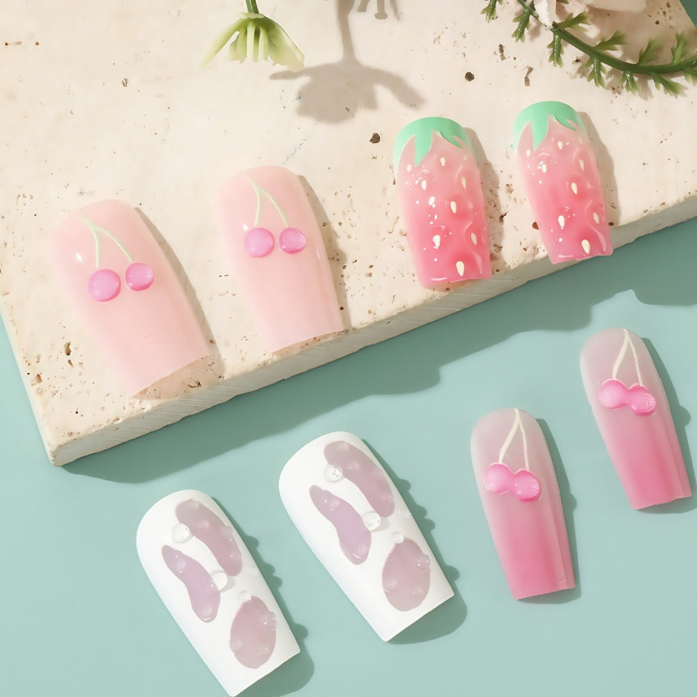 Artificial nails with strawberry and cherry designs Bowlift