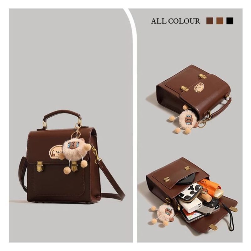 Playful Cartoon-Embroidered Satchel Bag Bowlift