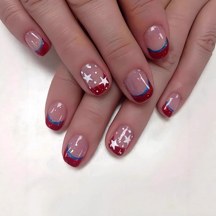 Patriotic Gel Nail Art Extensions Bowlift