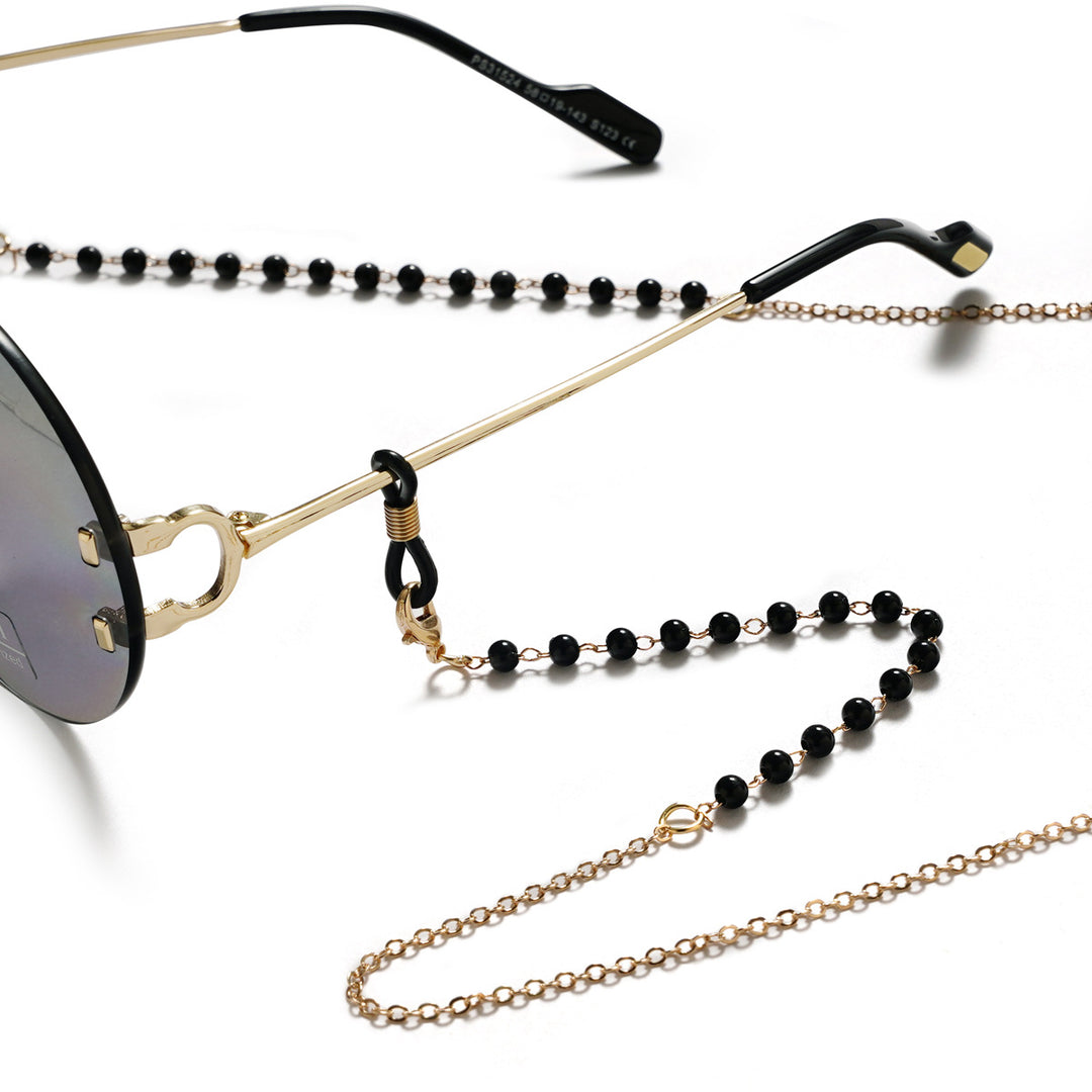Premium Black Beaded Eyewear Chain Bowlift
