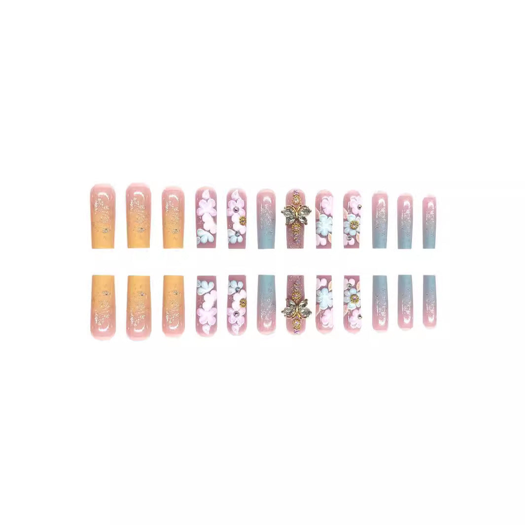 Floral 3D Press-On Nail Art Set Bowlift